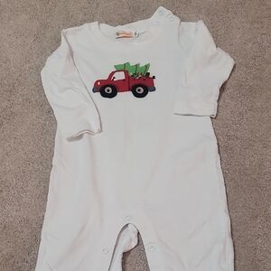 White Baby One Piece with Red Truck Design